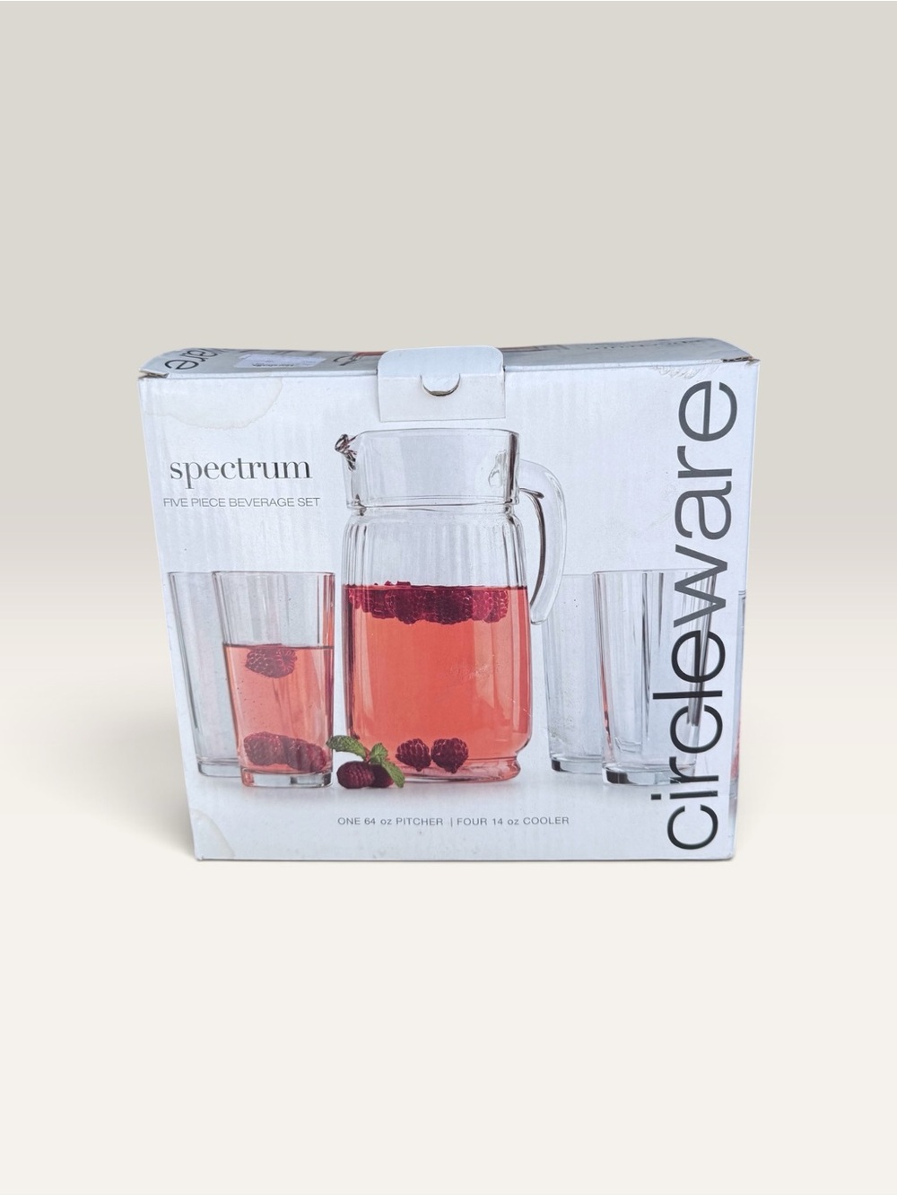 Circus by Sam Edelman Clear Glass 5-Piece Beverage Set with Pink Drink